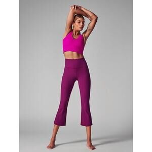 Athleta Elation Rib Crop Flare Leggings Large Fuschia Pink Purple Activewear